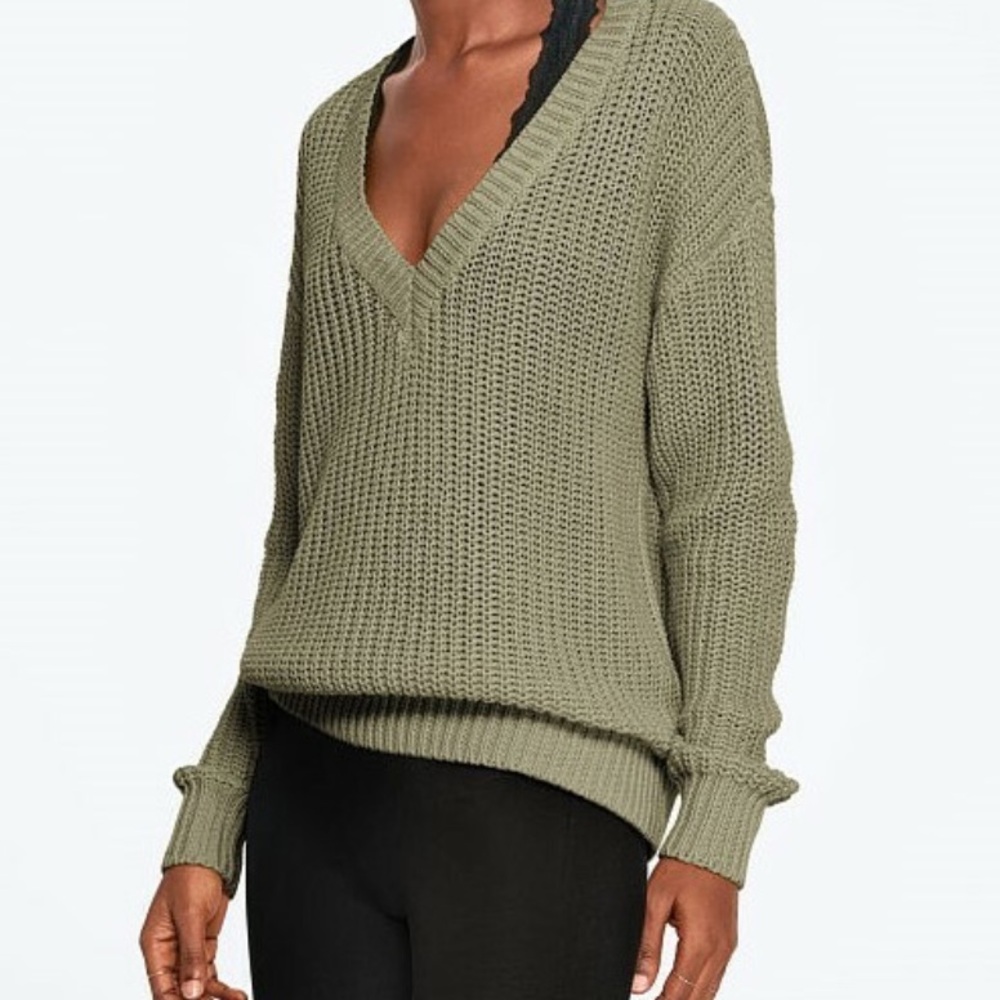 Victoria's Secret Green V-Neck Sweater